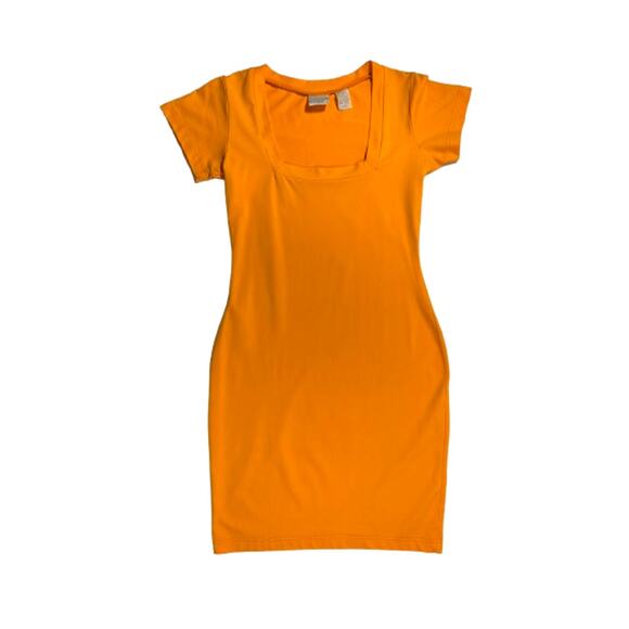 Vintage Victoria's Secret MODA INTL Dress Short Sleeve Neon Orange Bodycon XS - Picture 1 of 6